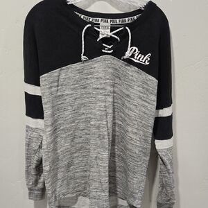 PINK Victoria's Secret Black and Gray Sweatshirt